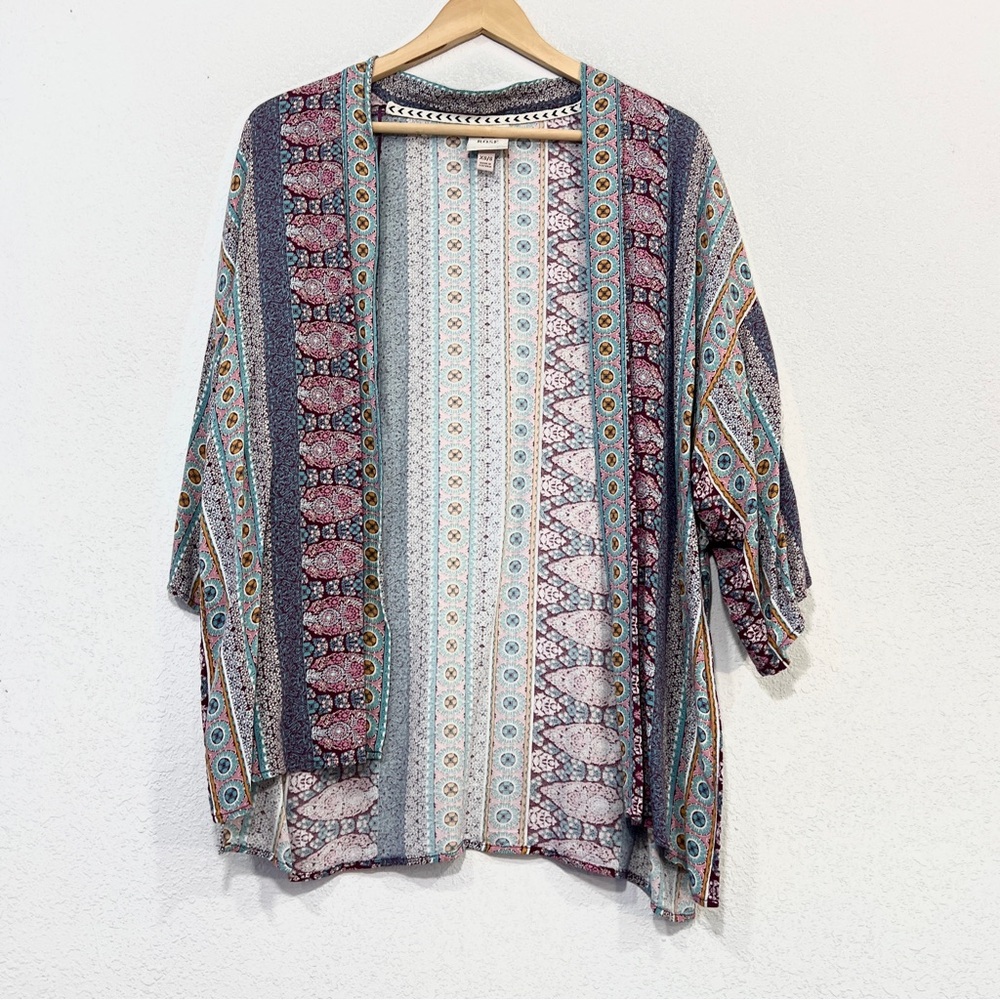 Knox Rose Womens Multicolored Long Sleeve Flowy Lightweight Open Cardigan XS/S